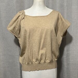 Max Studio Lightweight Short Sleeve Sweater-Sz L-Rayon Blend-Shoulder Detail-EUC